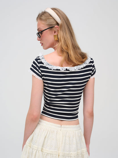 Suzette Stripe Top Black - For Love & Lemons