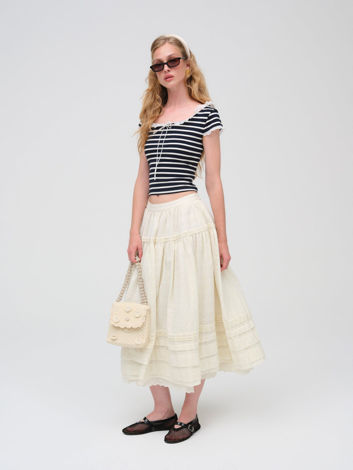 Suzette Stripe Top Black - For Love & Lemons