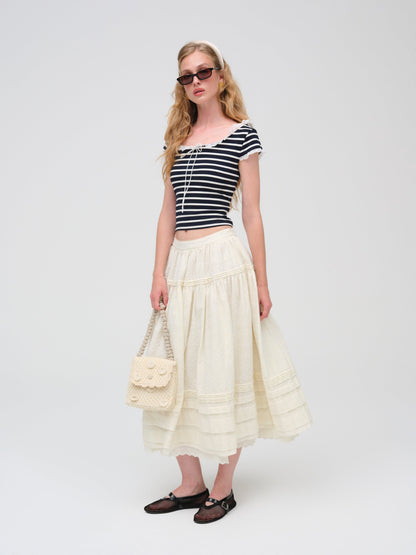 Suzette Stripe Top Black - For Love & Lemons