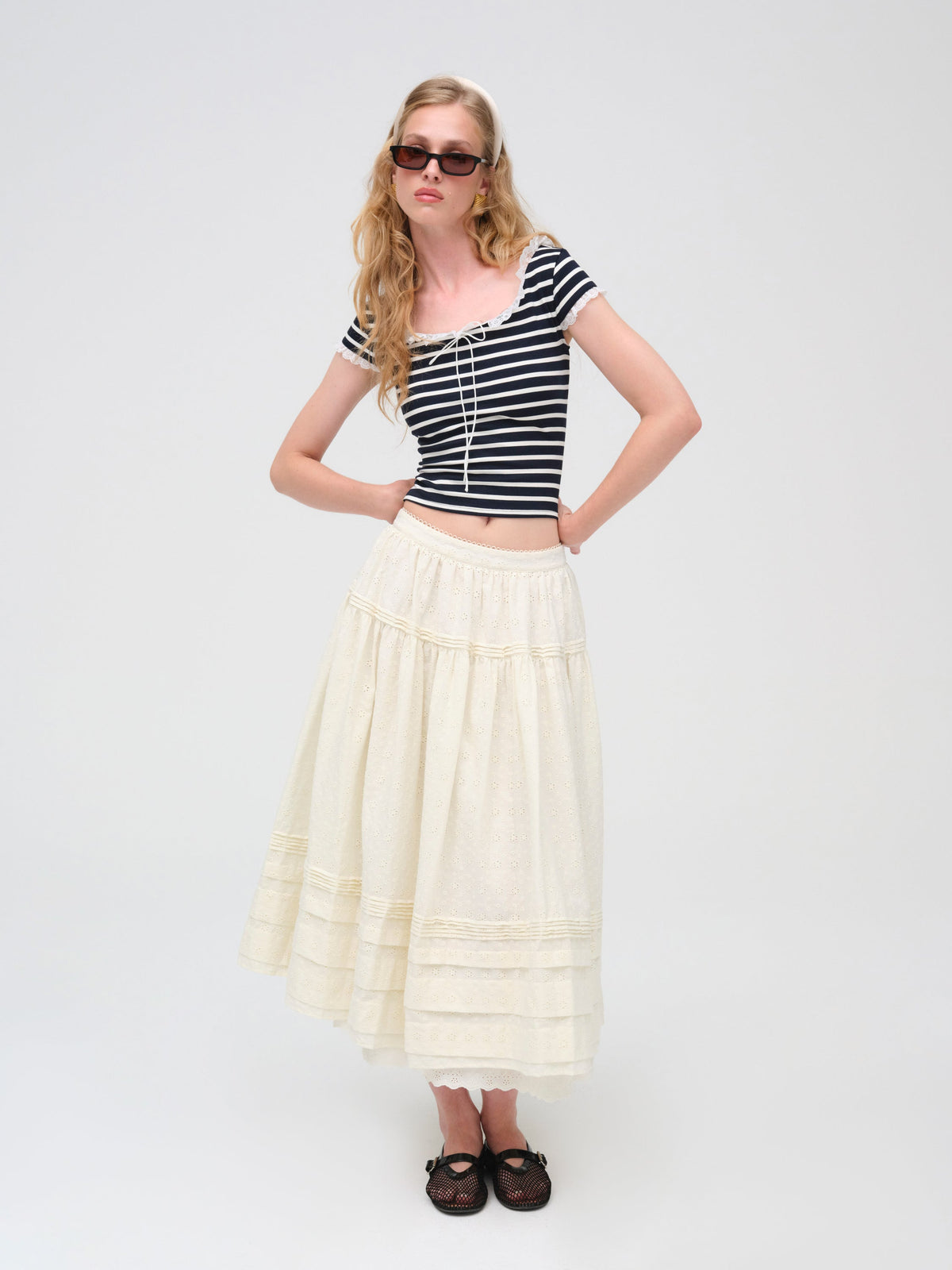 Suzette Stripe Top Black - For Love & Lemons