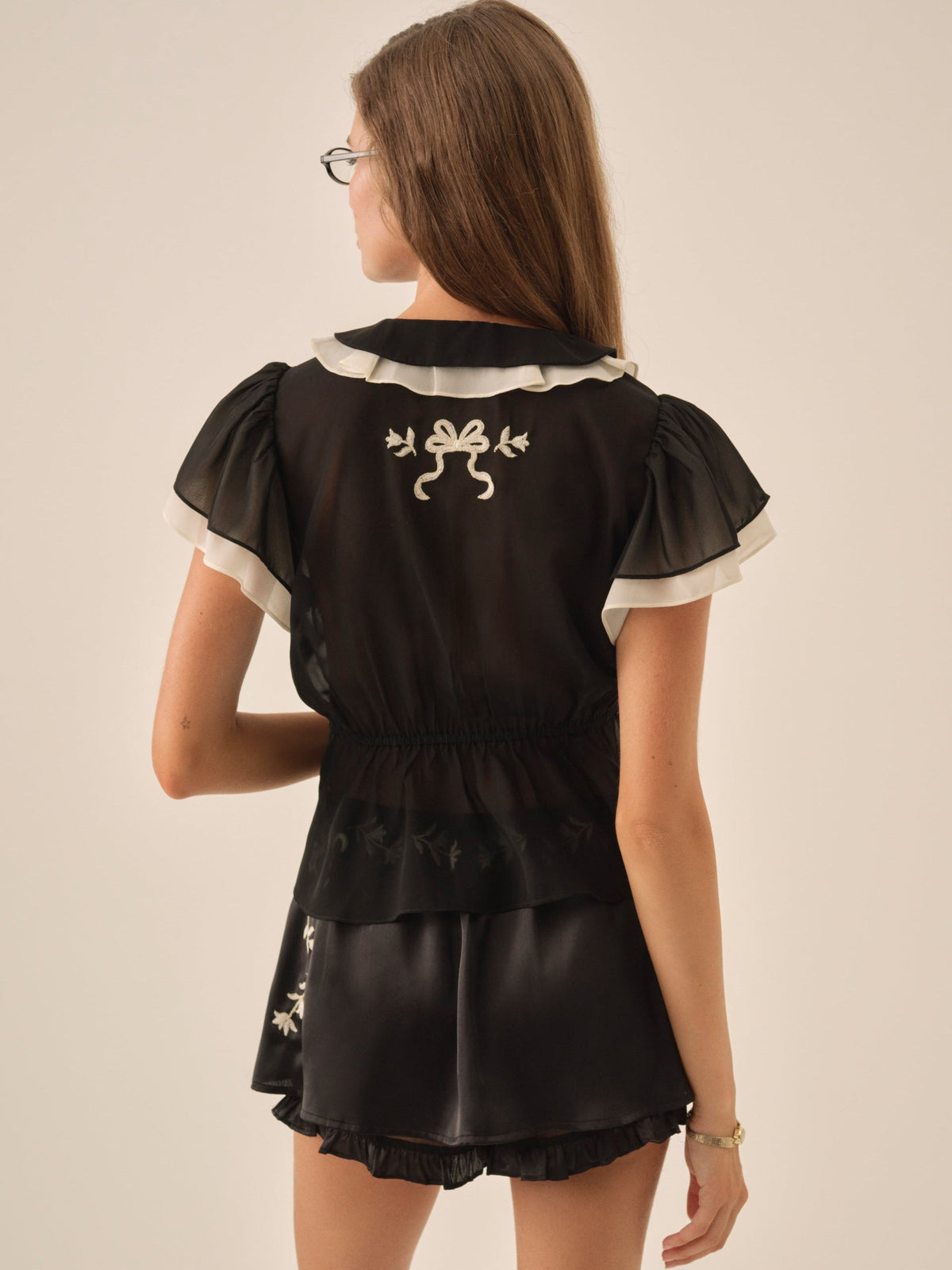 Emmie Chiffon Top Black - For Love & Lemons
