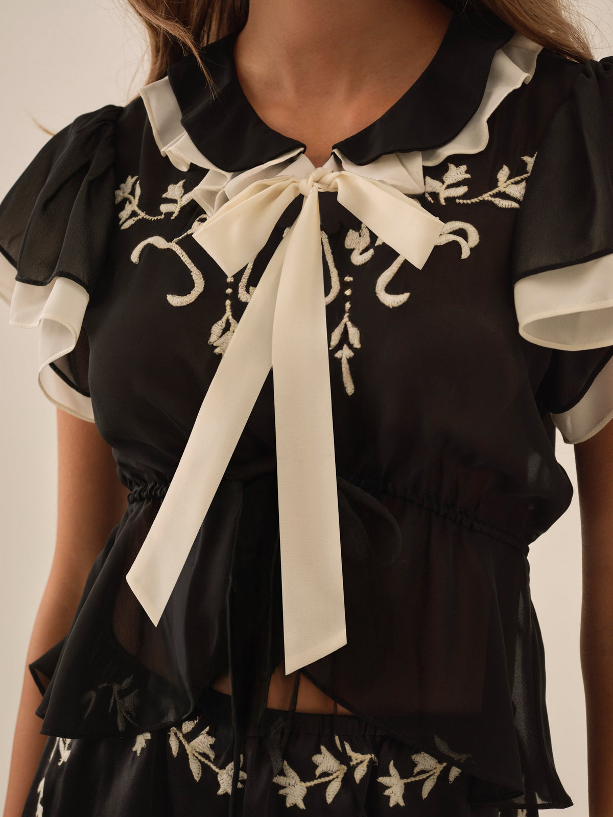 Emmie Chiffon Top Black - For Love & Lemons