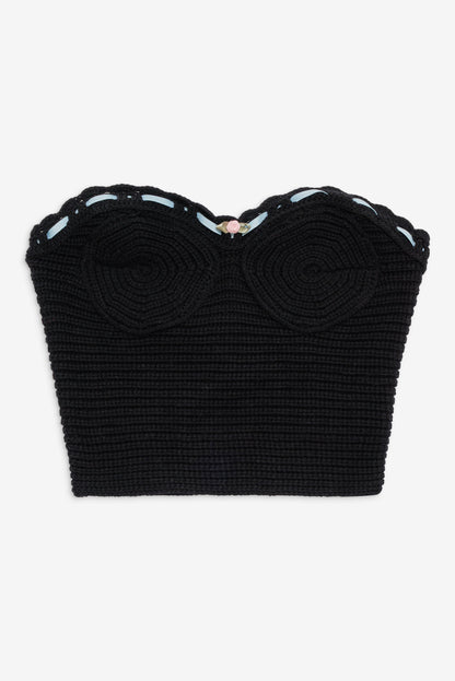 Kelsey Crochet Top Black - For Love & Lemons
