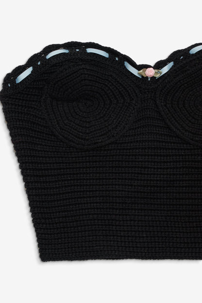 Kelsey Crochet Top Black - For Love & Lemons