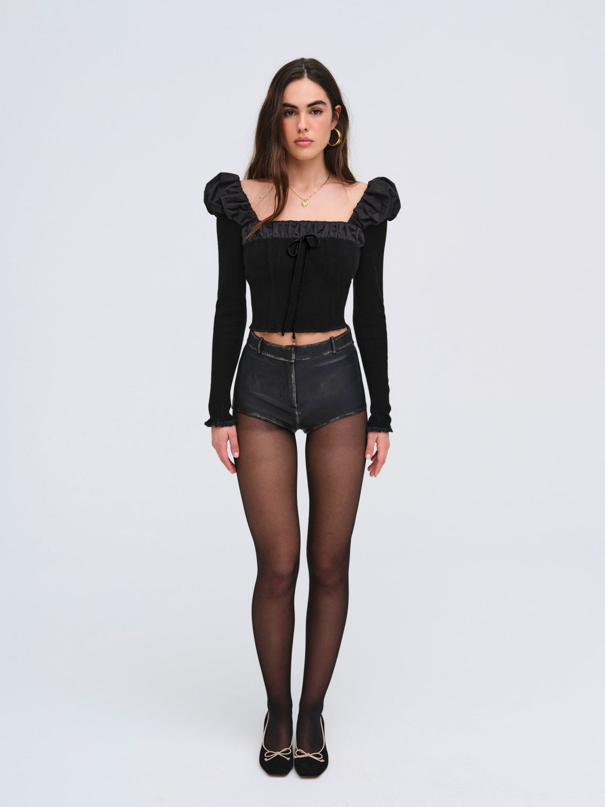 Aliyah Pointelle Top Black - For Love & Lemons