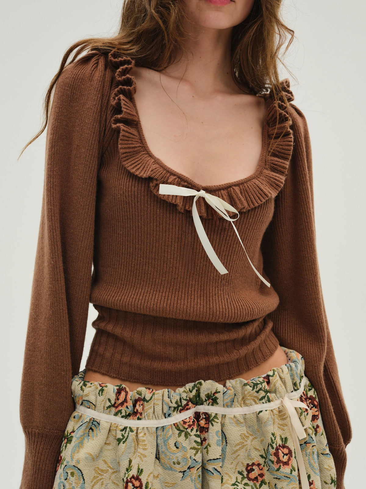 Miranda Knit Top Brown - For Love & Lemons