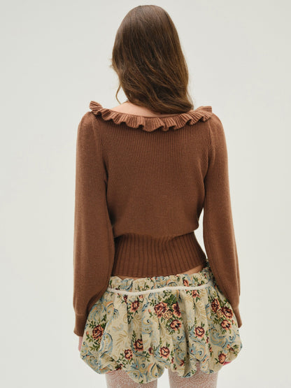Miranda Knit Top Brown - For Love & Lemons