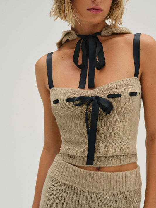 Solana Knit Tank Top Tan - For Love & Lemons
