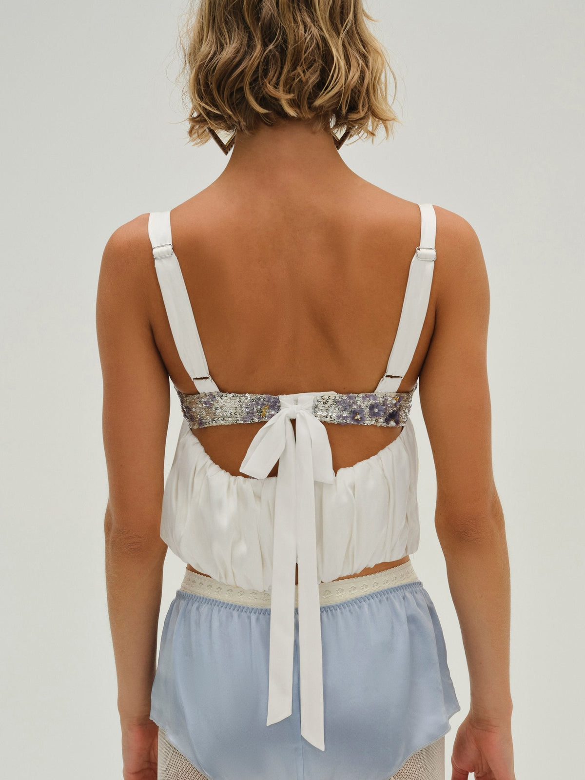 Snowflake Sequin Bubble Top Blue Pearl - For Love & Lemons