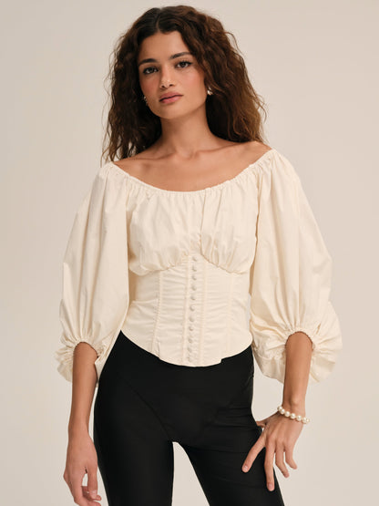 Marion Blouse Cream - For Love & Lemons