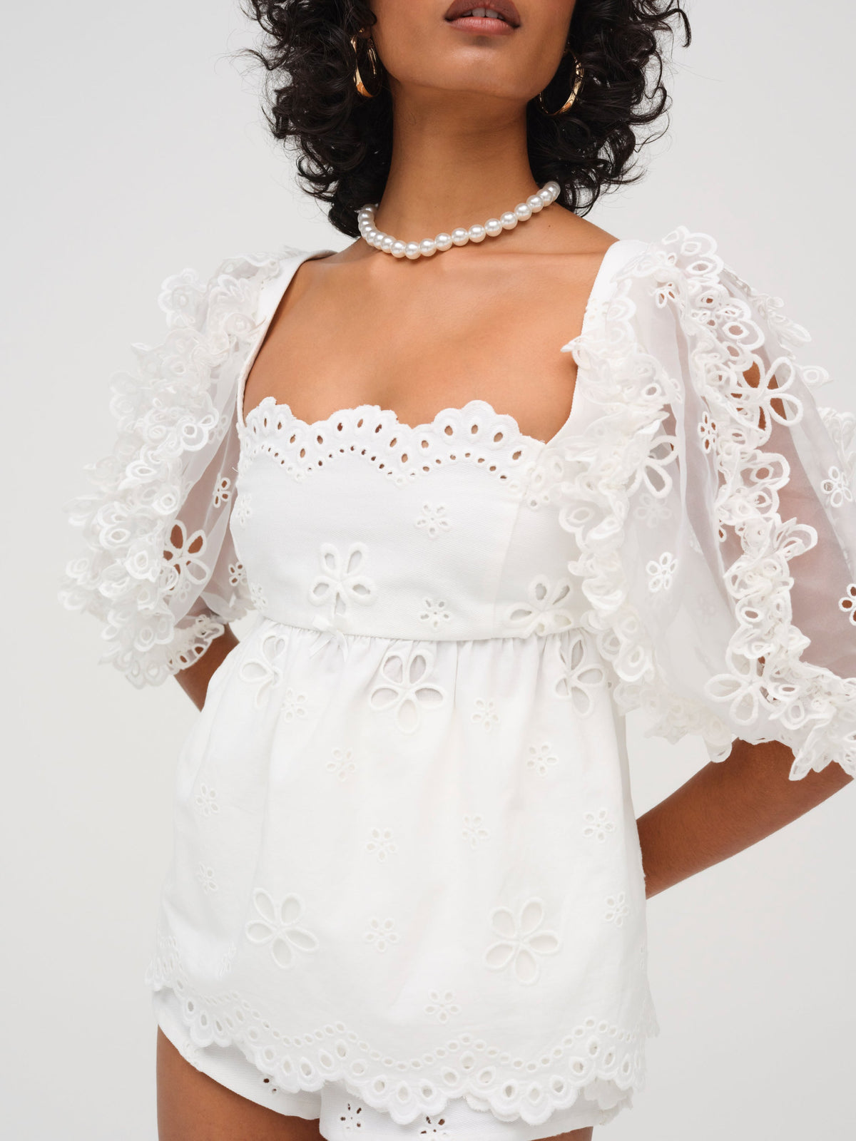 Daisy Eyelet Top White - For Love & Lemons