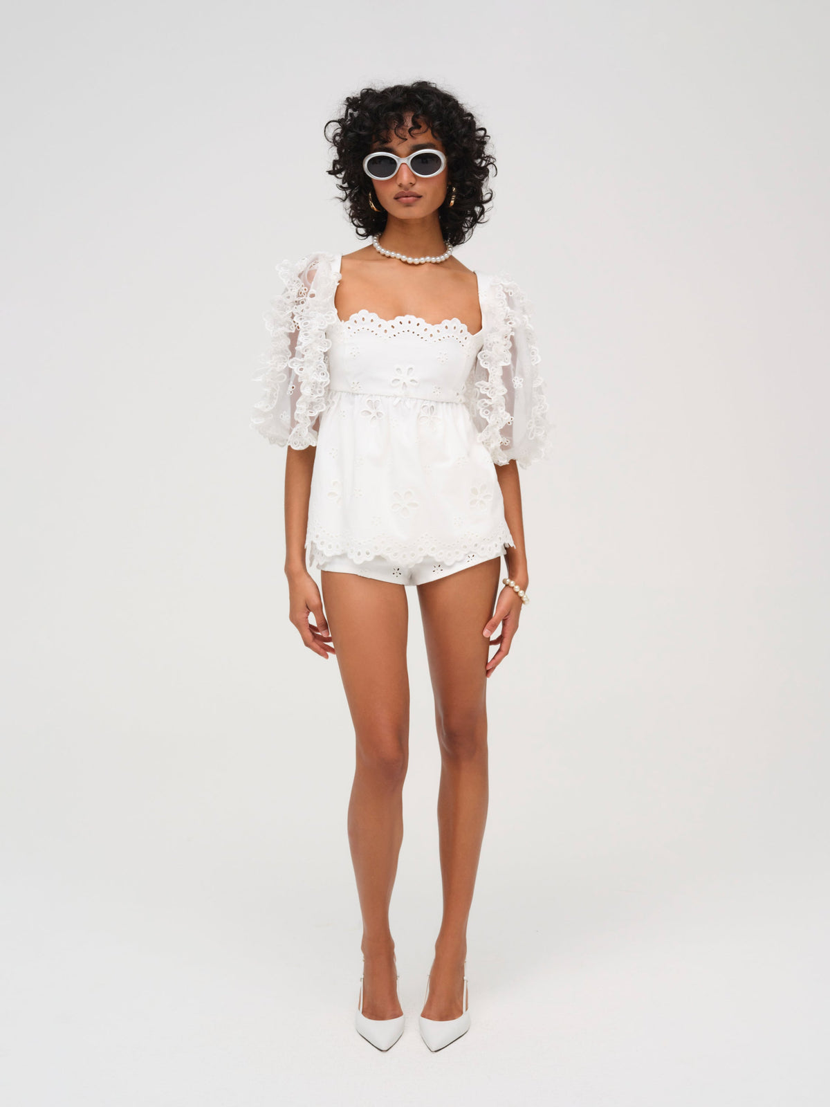 Daisy Eyelet Top White - For Love & Lemons
