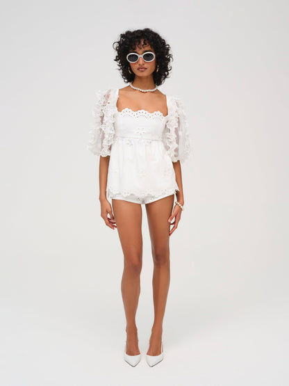 Daisy Eyelet Top White - For Love & Lemons