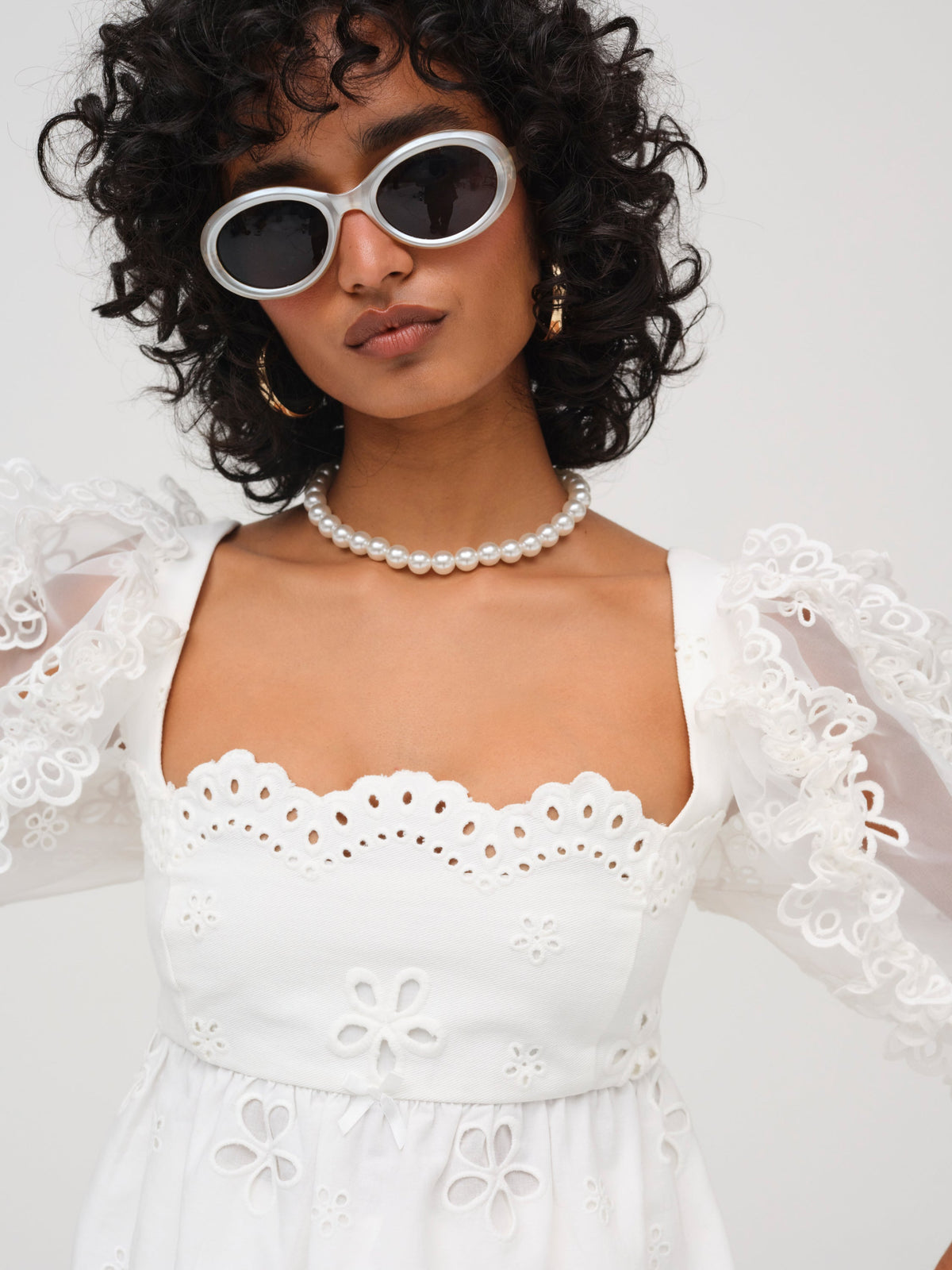 Daisy Eyelet Top White - For Love & Lemons