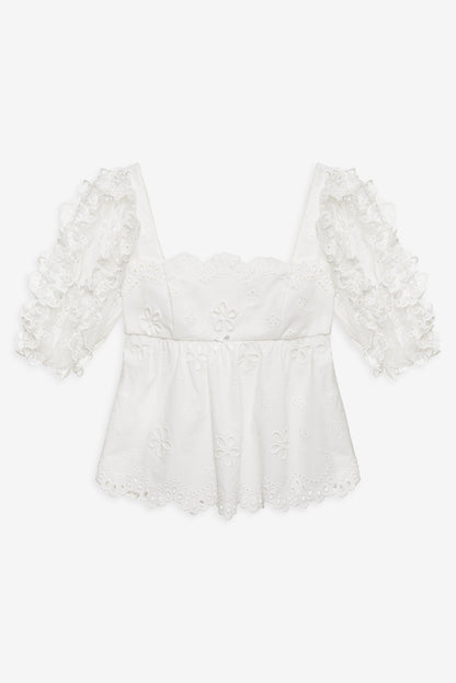 Daisy Eyelet Top White - For Love & Lemons