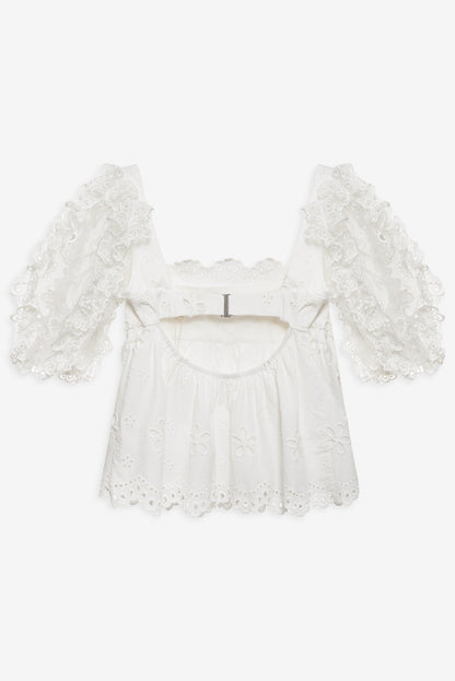 Daisy Eyelet Top White - For Love & Lemons
