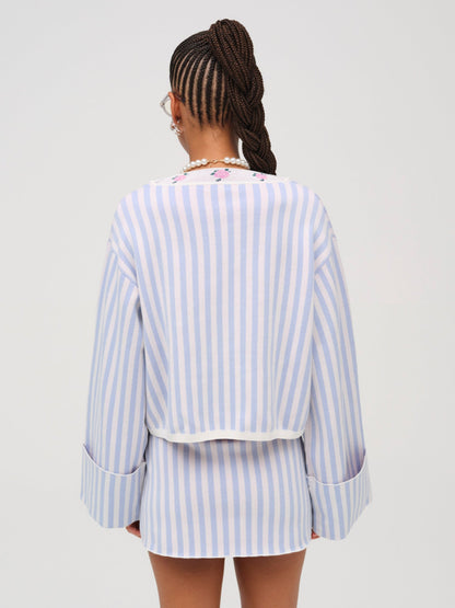 Edie Jacquard Knit Sweater Blue - For Love & Lemons