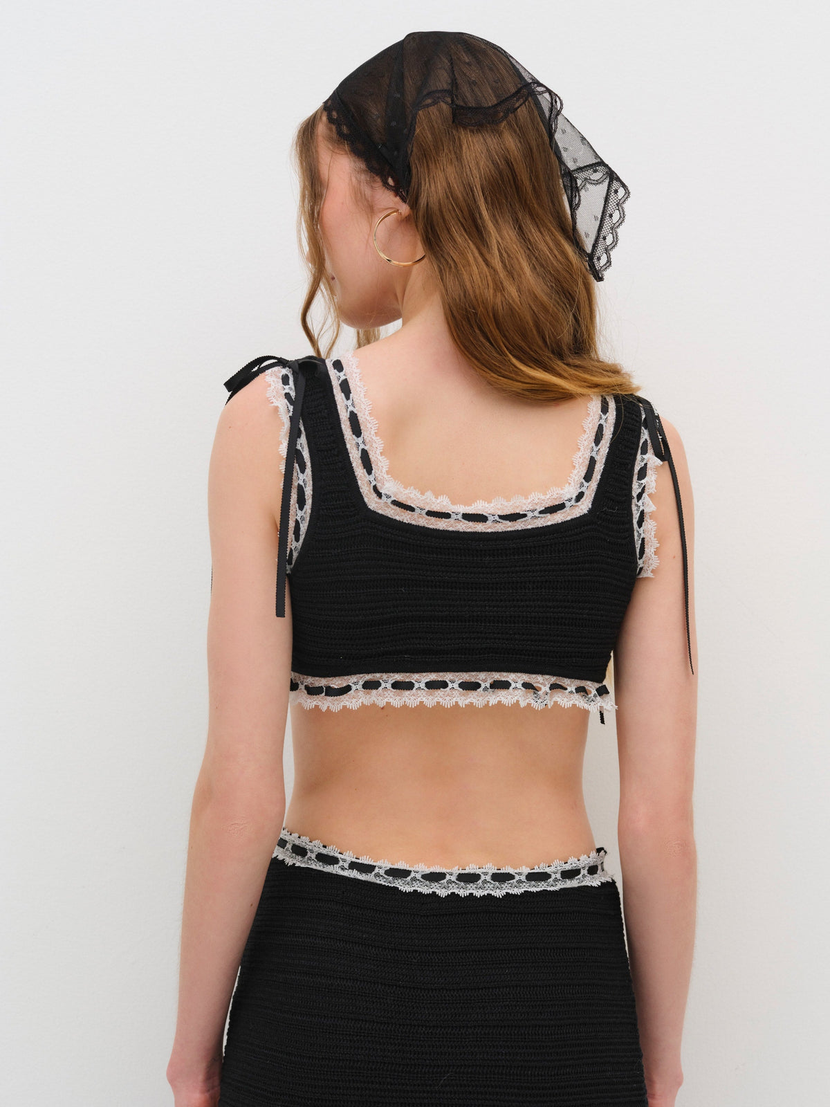 Mayfair Crochet Crop Top Black - For Love & Lemons