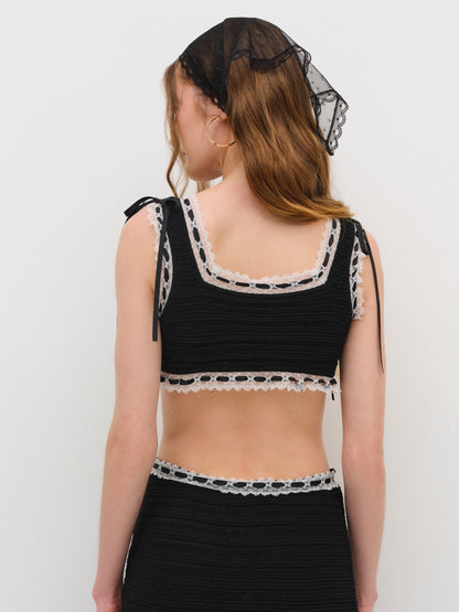 Mayfair Crochet Crop Top Black - For Love & Lemons