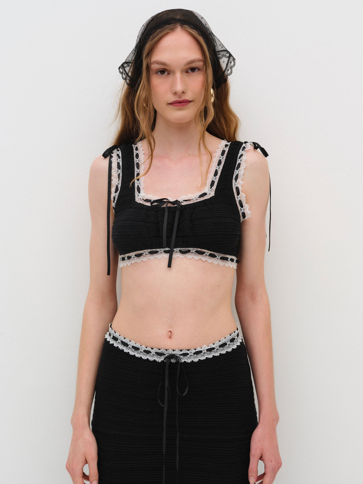 Mayfair Crochet Crop Top Black - For Love & Lemons
