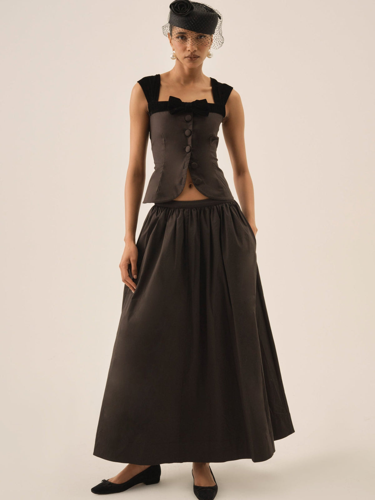 Train Station Poplin Top Black - For Love & Lemons