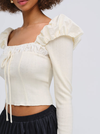 Aliyah Pointelle Top Cream - For Love & Lemons
