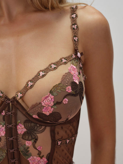 Runaway Bows Bustier Brown - For Love & Lemons