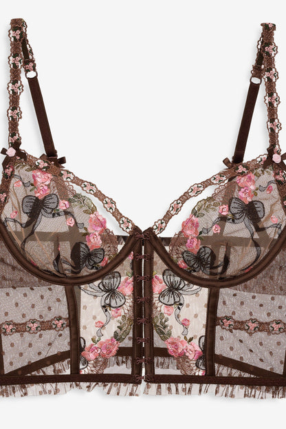 Runaway Bows Bustier Brown - For Love & Lemons