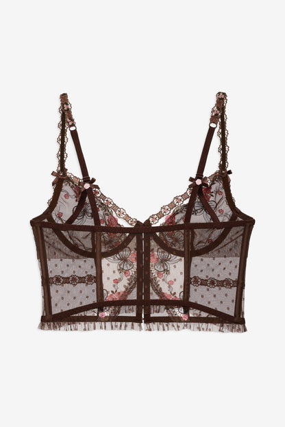 Runaway Bows Bustier Brown - For Love & Lemons