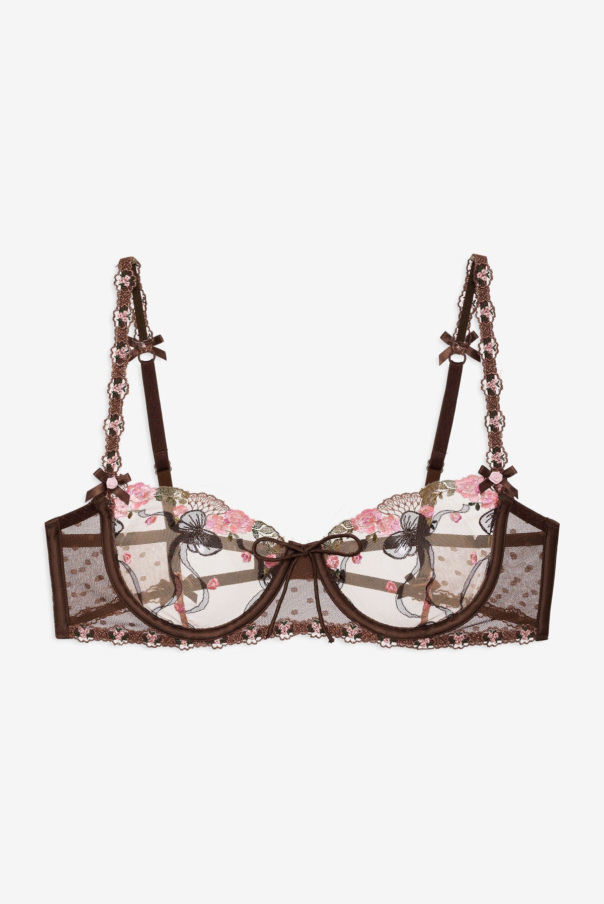 Runaway Bows Underwire Bra Brown - For Love & Lemons