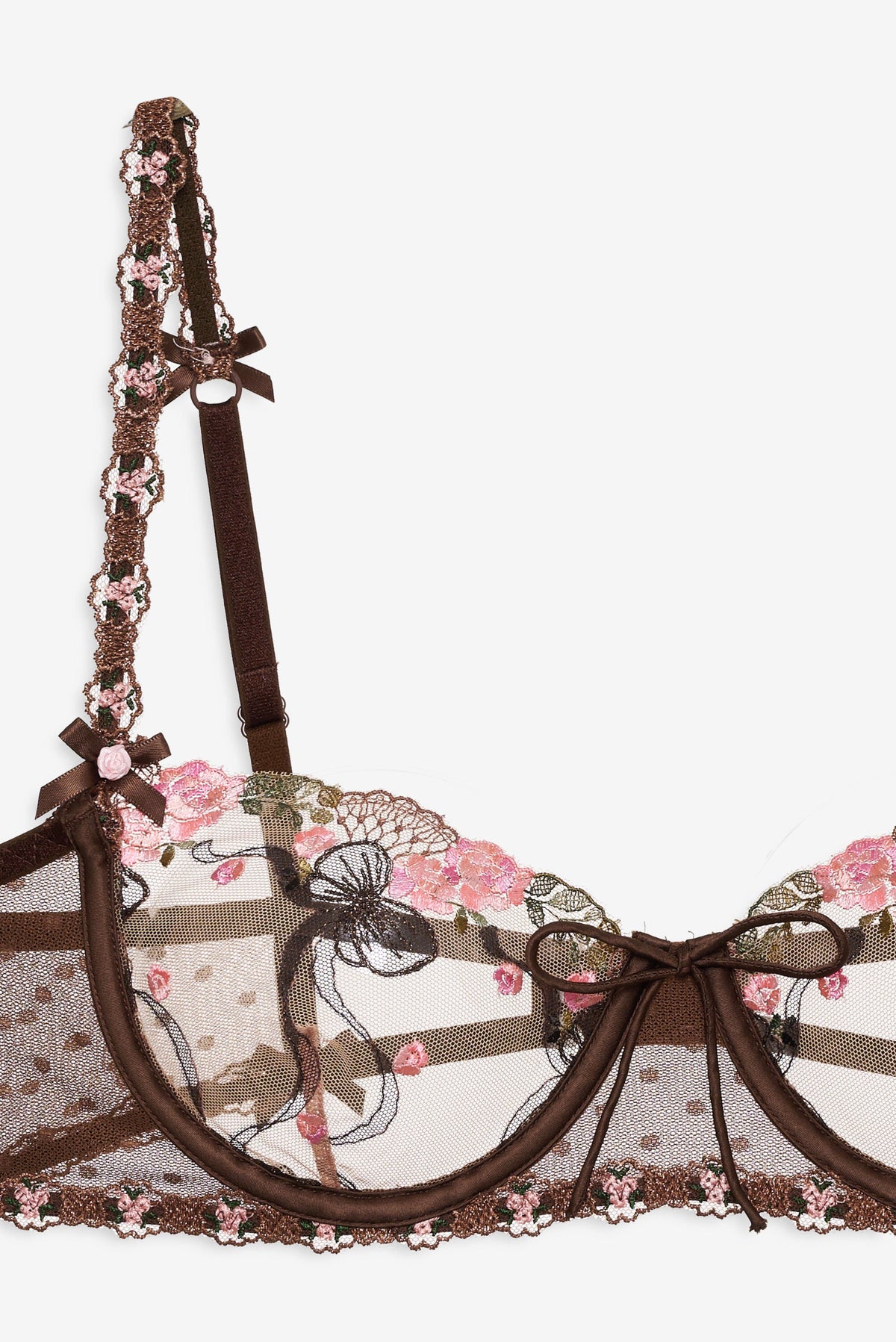Runaway Bows Underwire Bra Brown - For Love & Lemons