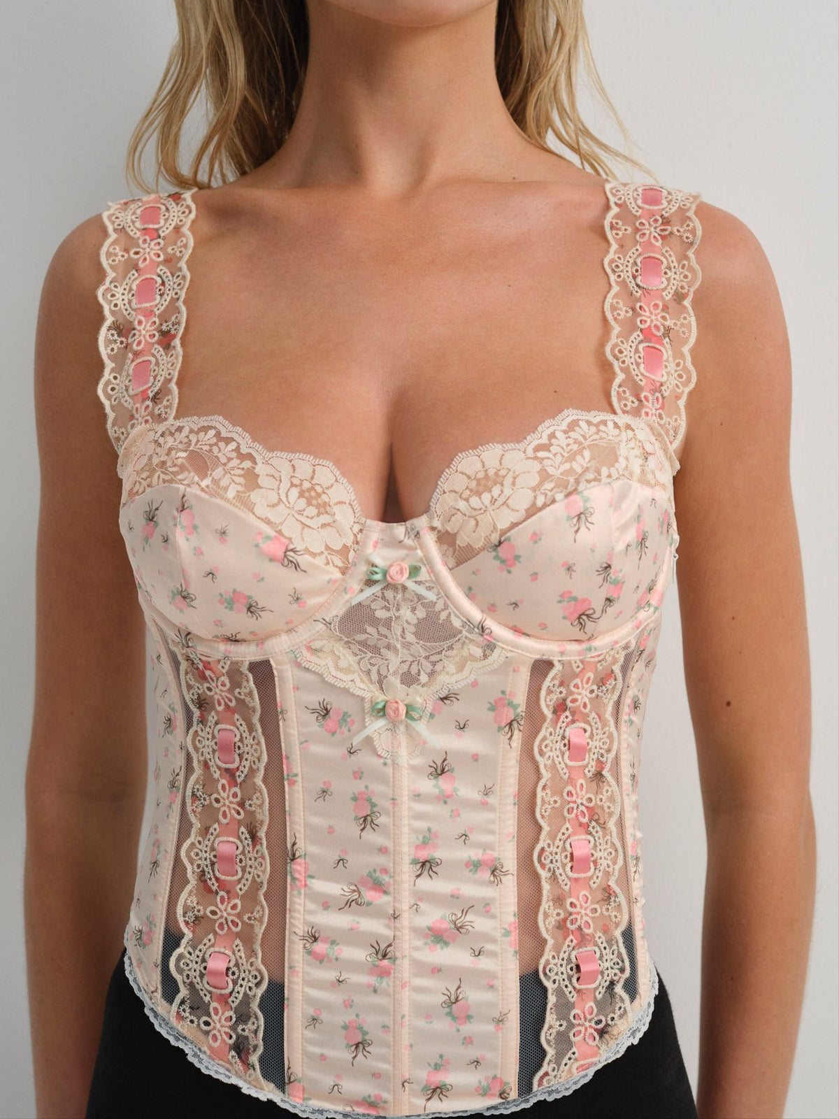 Peaches & Cream Bustier Peach - For Love & Lemons