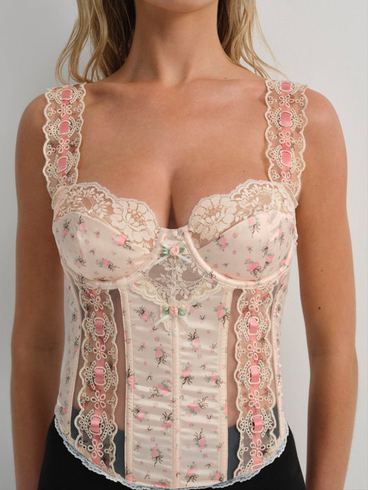 Peaches & Cream Bustier Peach - For Love & Lemons