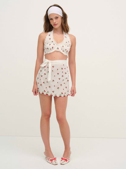 Beaded Cherries Apron Red - For Love & Lemons