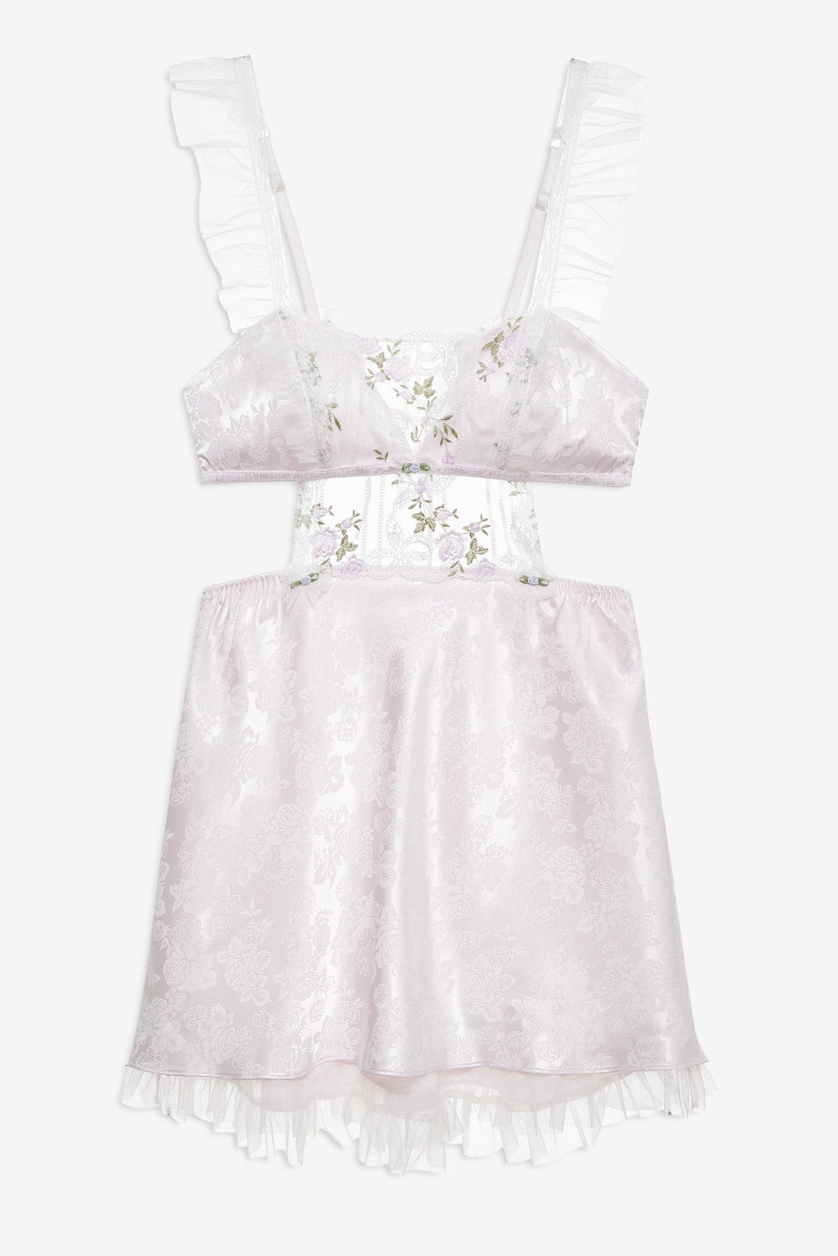 Lattice Bows Slip Dress White - For Love & Lemons