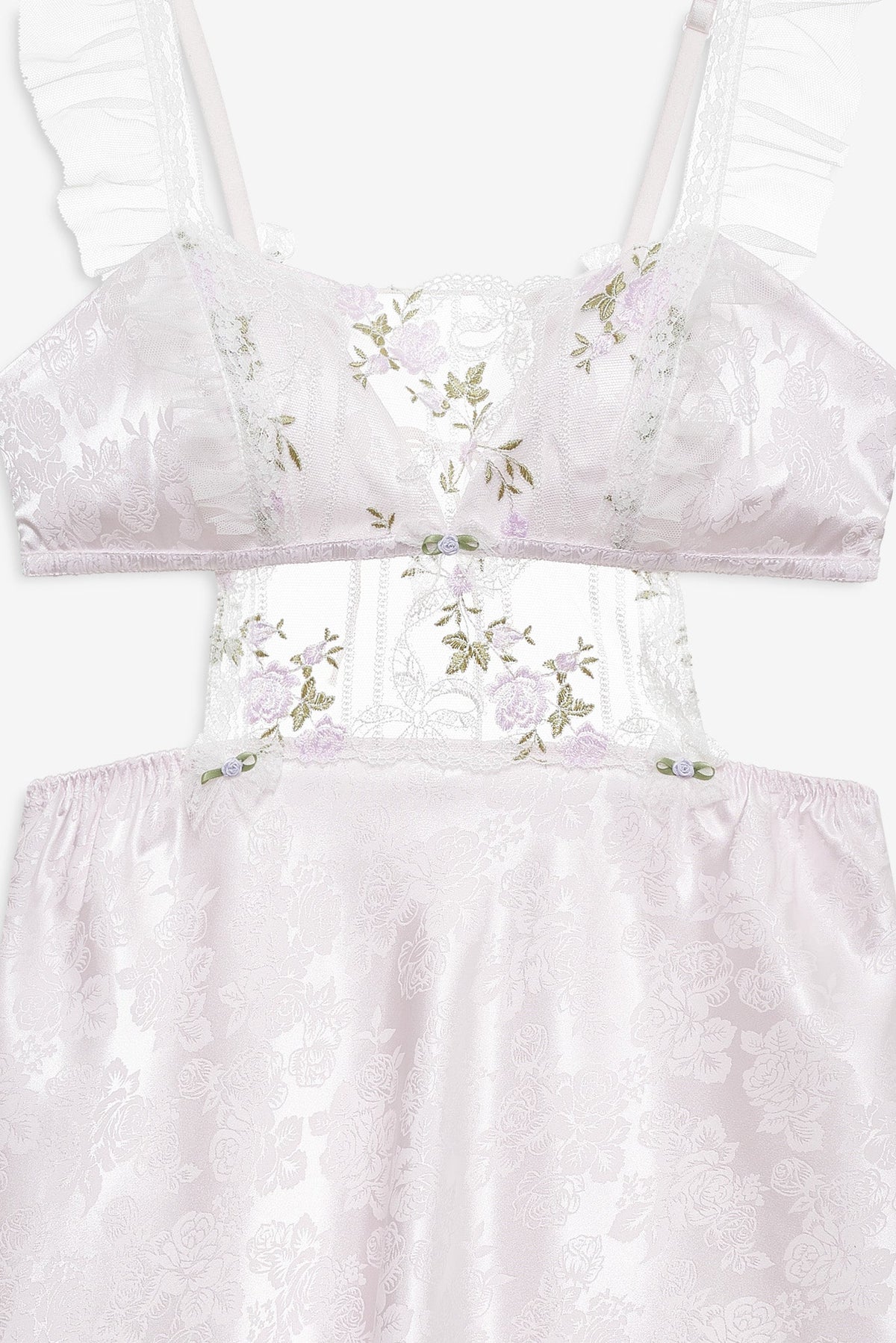 Lattice Bows Slip Dress White - For Love & Lemons