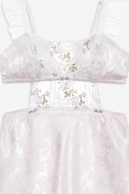 Lattice Bows Slip Dress White - For Love & Lemons