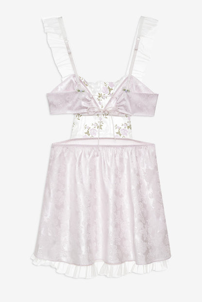 Lattice Bows Slip Dress White - For Love & Lemons