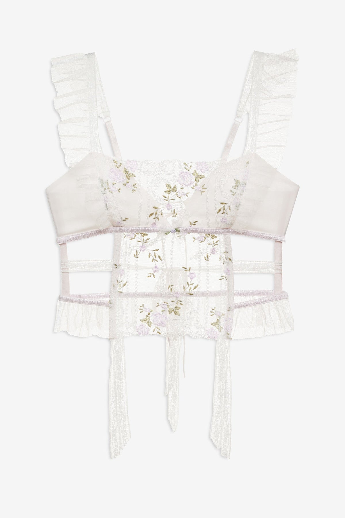 Lattice Bows Bustier White - For Love & Lemons