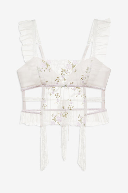 Lattice Bows Bustier White - For Love & Lemons
