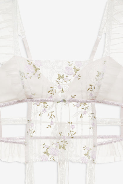 Lattice Bows Bustier White - For Love & Lemons