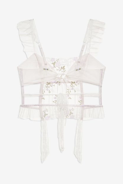 Lattice Bows Bustier White - For Love & Lemons