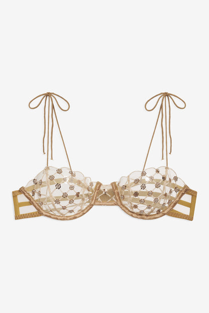 Dazzle Me Underwire Bra Gold - For Love & Lemons