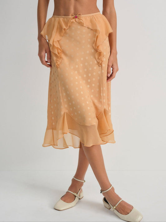 Glimmer Rosebud Midi Skirt Rose Gold - For Love & Lemons