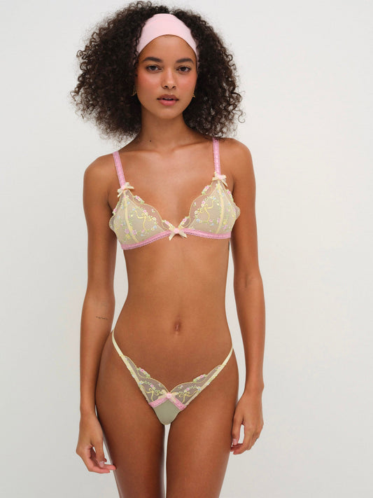 Sunny Bouquet Thong Panty Multi Yellow - For Love & Lemons