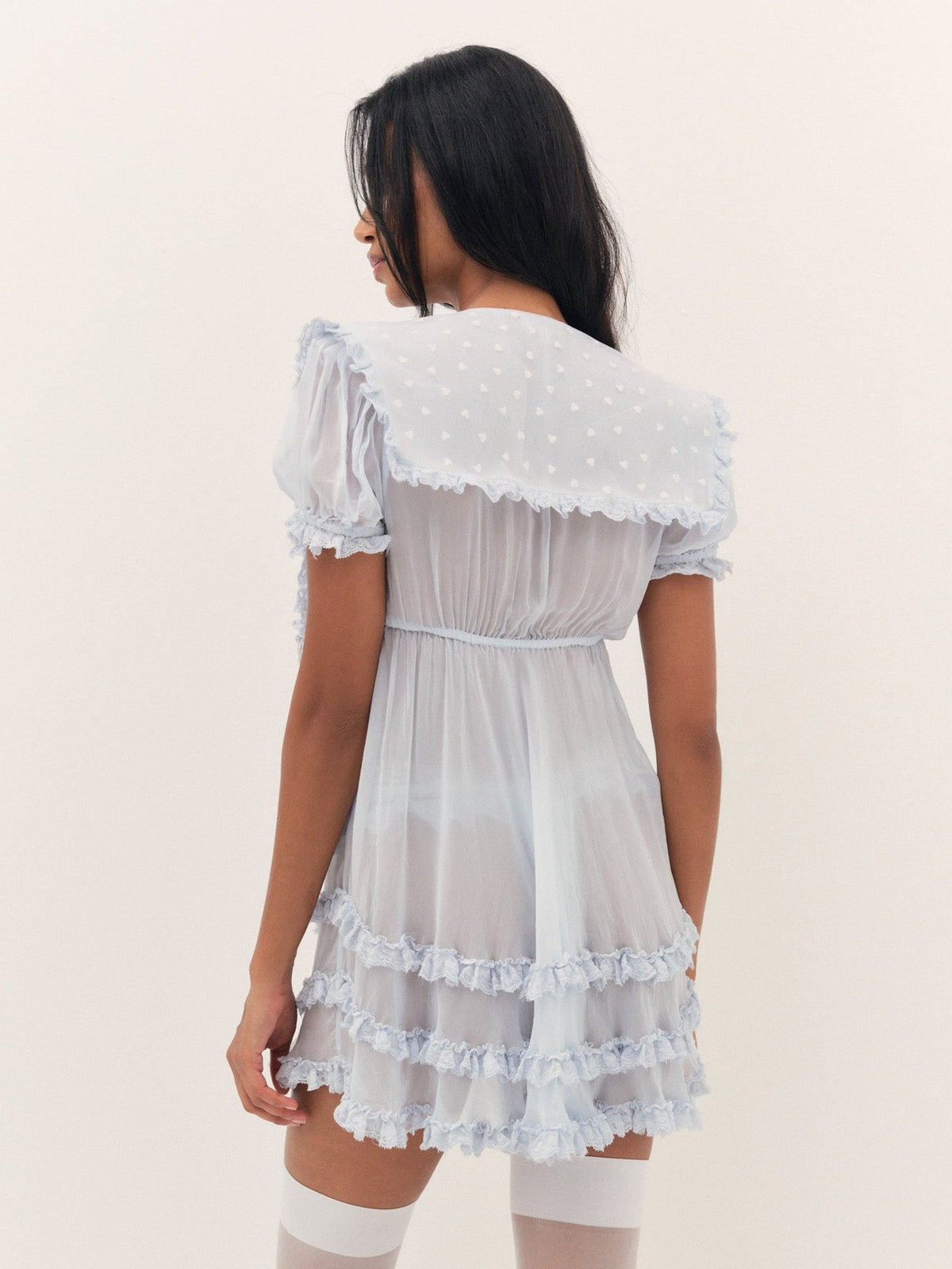 Organza Hearts Babydoll Slip Dress Baby Blue - For Love & Lemons