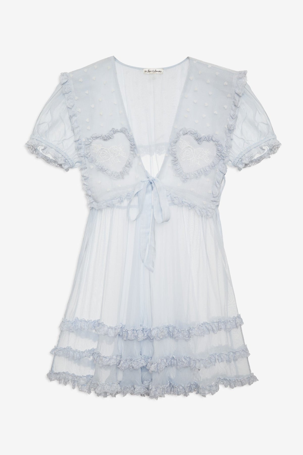 Organza Hearts Babydoll Slip Dress Baby Blue - For Love & Lemons