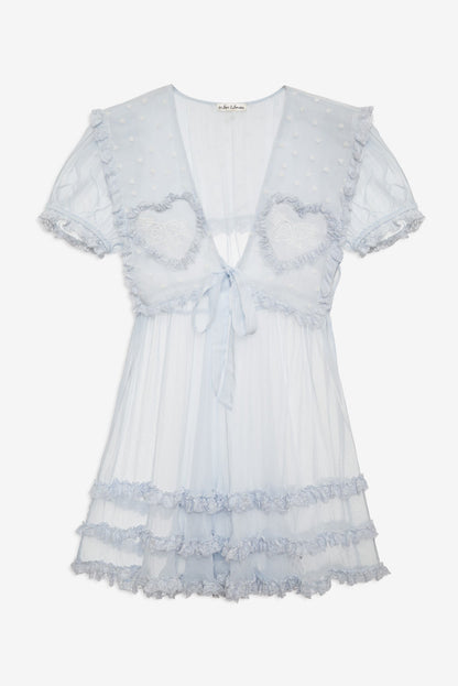Organza Hearts Babydoll Slip Dress Baby Blue - For Love & Lemons