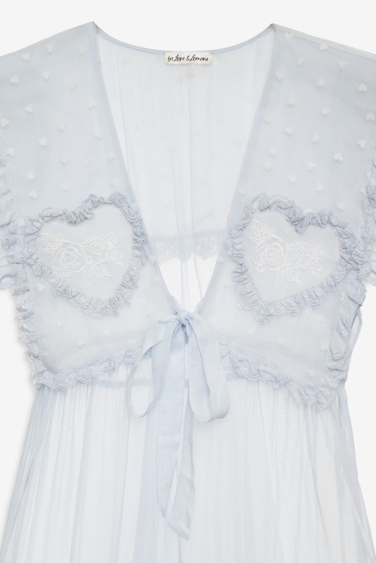 Organza Hearts Babydoll Slip Dress Baby Blue - For Love & Lemons
