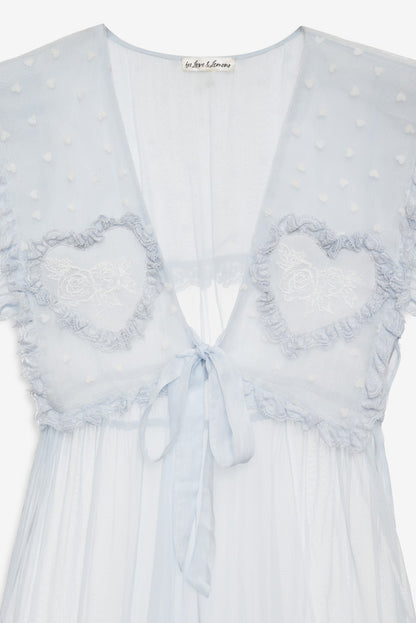 Organza Hearts Babydoll Slip Dress Baby Blue - For Love & Lemons